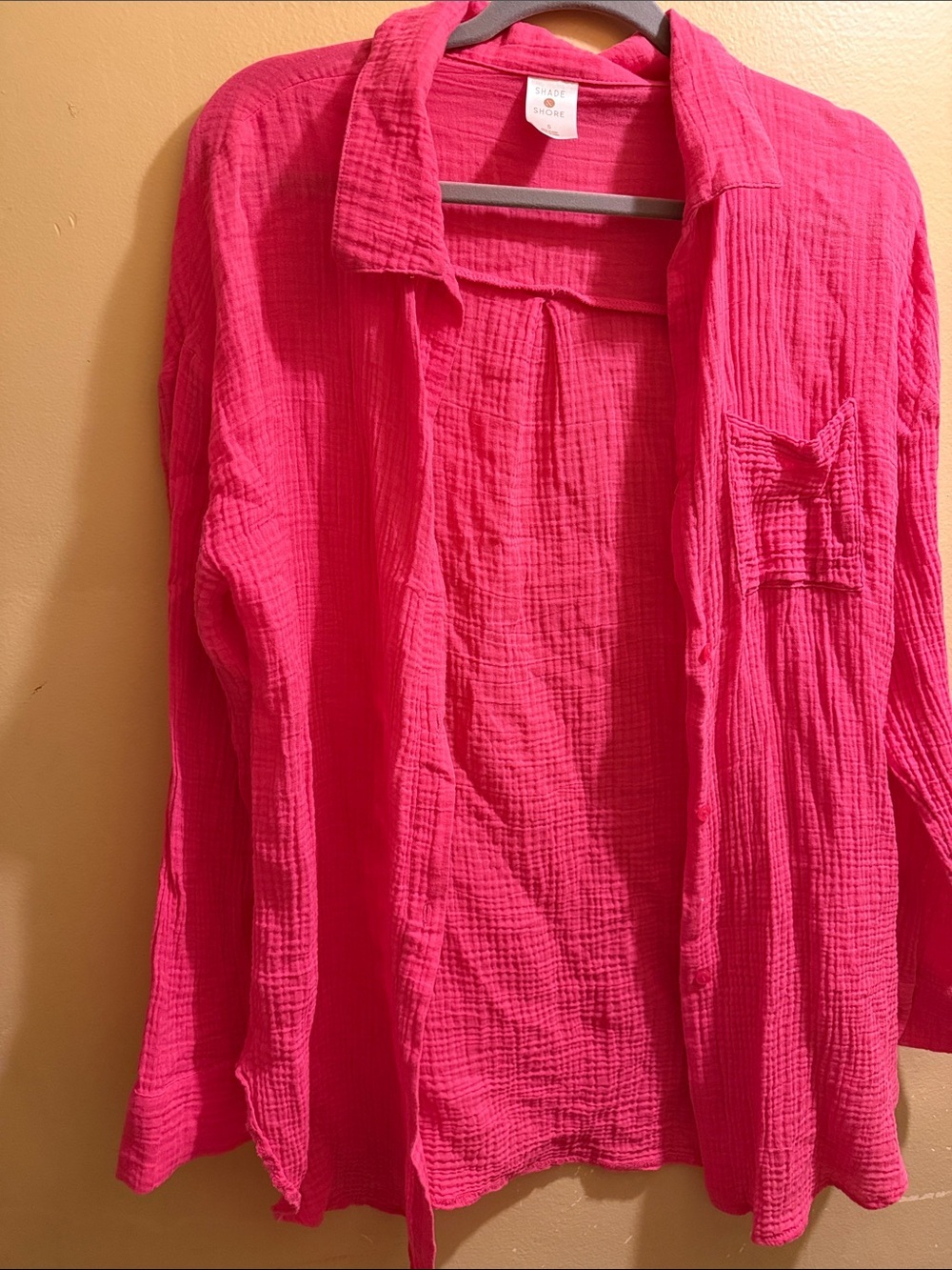 Shade & Shore Hot Pink Button-Front Lightweight Shirt